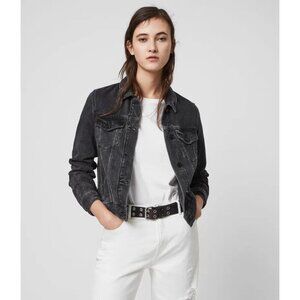 AllSaints Black Washed Denim Jean Jacket